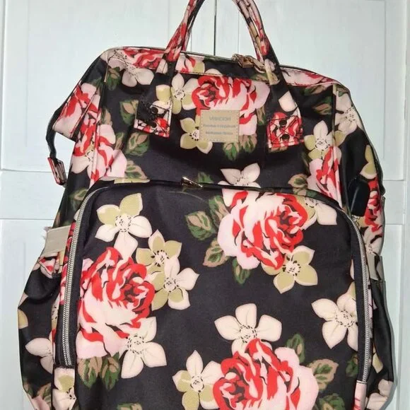 Vsnoon Floral Waterproof Laptop Backpack - Picture 6 of 7